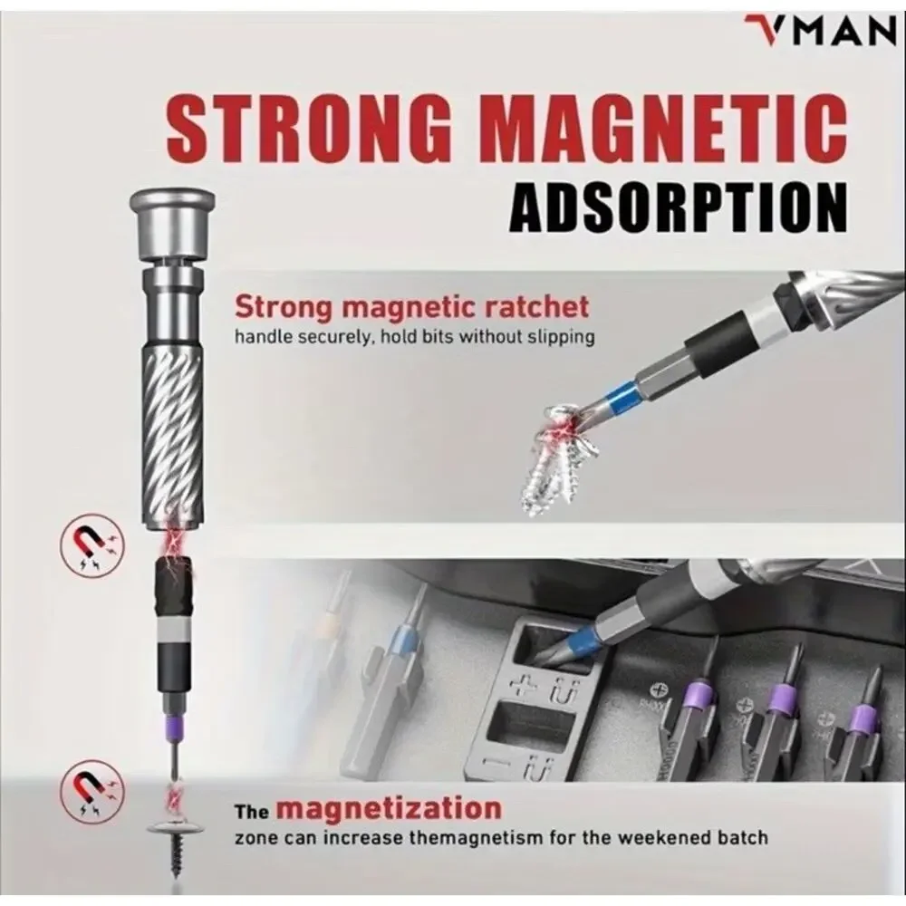 🔥VMAN 66 in 1 Multifunction Ratchet Screwdriver Set Magnetic Bits BNIB🔥